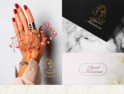 Agent Manicure agent art beauty branding design face gold illustration logo manicure nails salon typography women