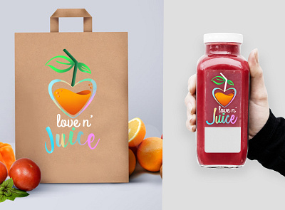 Logotype for "Love n' Juice" branding design flat illustration illustrator logo vector