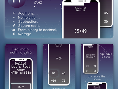 MathQuiz cover for Google Play app art design illustration logo minimal mobile ui ux web