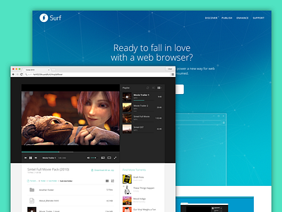 Surf / Project Maelstrom bittorrent media player ui ux web browser web design