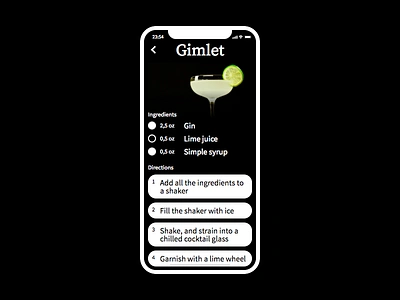 DailyUi 040 - Recipe 040 cocktail dailyui design flat mobile react recipe