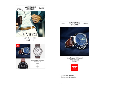 Watches Store Mobile Version beauty clean clocks design ecommerce ellegant light minimal mobile mobile app poland responsive store ui ux watches web