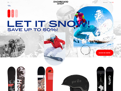 Snowboard Shop adobe clean design ecommerce light minimal photoshop poland snow snowboard sport store ui web webdesign website white winter xd