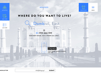 Houses blue design houses india minimal poland portal sale search ui web website