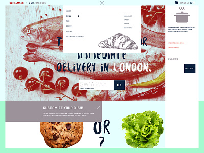 WIP of 'Bemelmans Food' Website. dinner dish food home london lunch page restaurant ui vegetables web website