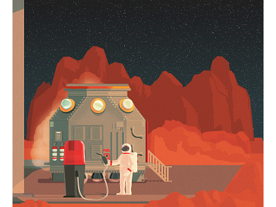 Vacation On Mars Illustration
