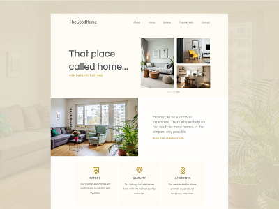 The Good Home - Landing Page ( Concept Website ) beige cream customer experience design interiors offwhite photography rent rental tenant typography ui ux web website websitedesign
