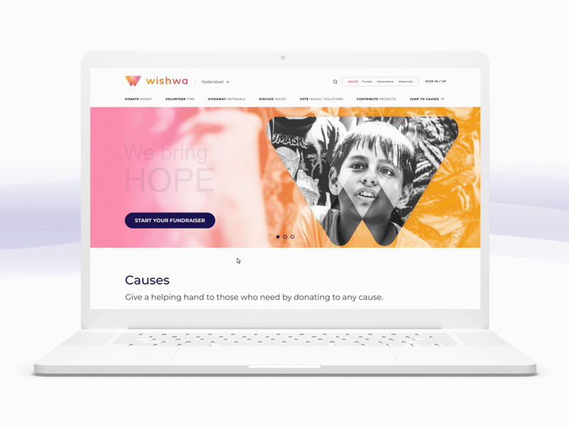 Wishwa - Website and Mobile App branding customer experience design donation fundraising graphic design illustration logo typography ui ux vector volunteering