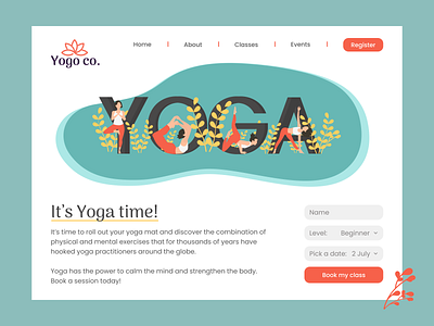 Yoga co. Website branding classes customer experience design fitness graphic design illustration logo ui ux web website wellbeing yoga