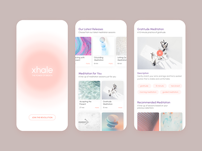 Xhale Meditation App branding design graphic design logo meditate meditation mobileapp peace ui uidesign ux wellness