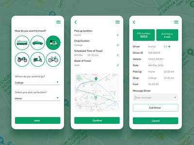 Transport App customer experience design graphic design green mobileapp transport ui ux