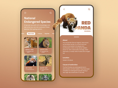 Endangered Species animals app app design concept dribbble design endangered species mobile screen ui ux visual design wildlife