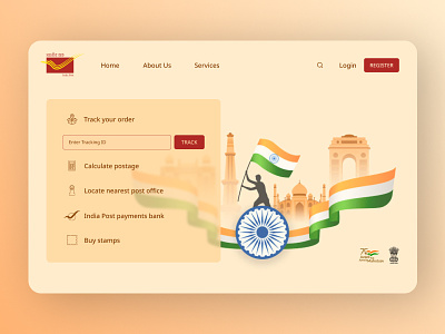 Concept of landing page customer experience customer service design graphic design illustration india indian landing-page letters post postal postal service red service tranfer ui ux web website