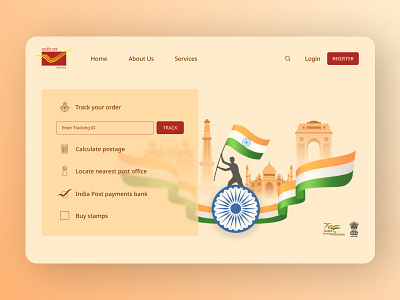 Concept of landing page customer experience customer service design graphic design illustration india indian landing page letters post postal postal service red service tranfer ui ux web website