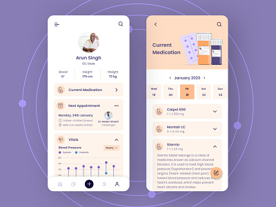 Medicine Tracking App branding calender customer experience design graphic design illustration medicine orange reminder tracking trackingapp ui uidesign ux web