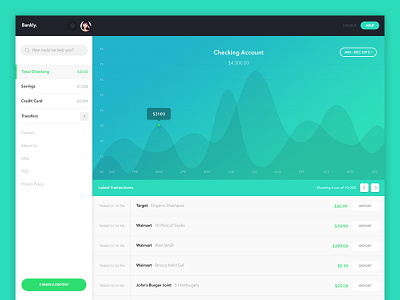 Bankly - Checking Account Dashboard analytics checking account uiux