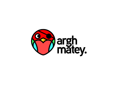 Argh bird eyepatch icon matey parrot pirate red sharethelex simple