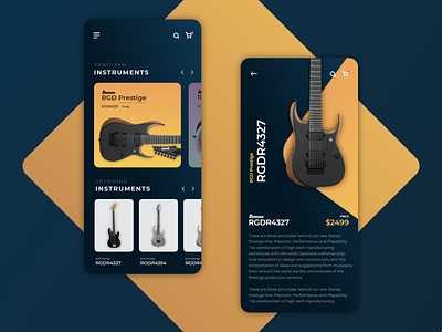 Ibanez Guitar App idea app app design app designer appdesign buisness clean dark ui guitar guitars shop shopping app ux uxdesign uxui