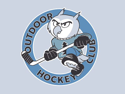 Outdoor Hockey Club Logo allan lorde blue hockey hockey logo hockey player illustration owl
