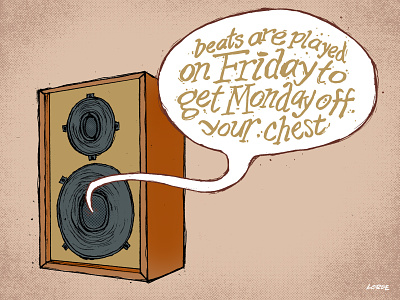 Beats Are Played On Friday allan lorde digable planets friday halftones illustration lettering lyric monday photoshop speaker