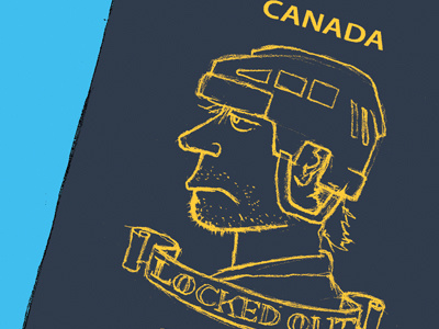 Locked Out Passport blue canada gold hockey hockey hair hockey helmet illustration mullet nhl lockout passport yellow