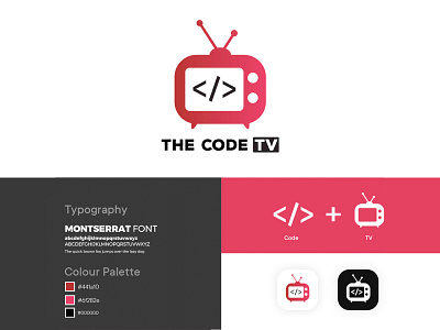 The Code TV branding design flat icon logo minimal typography