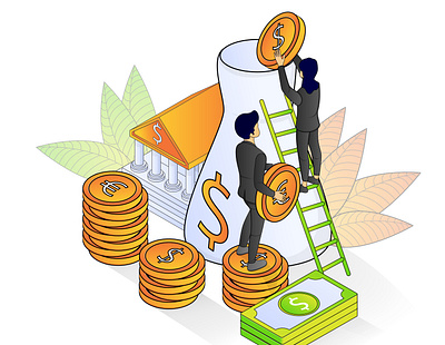 Banking and finance isometric style coin