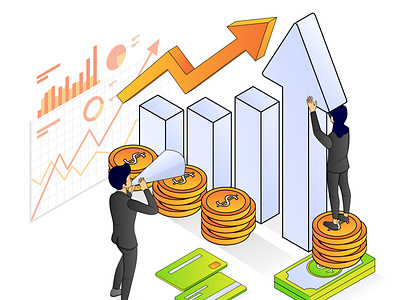 Banking and finance isometric style