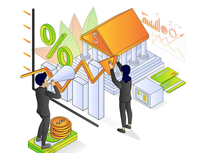 Banking and finance isometric style coin