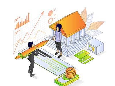 Banking and finance isometric style