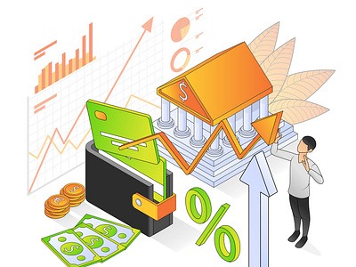 Banking and finance isometric style