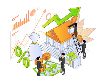 Banking and finance isometric style