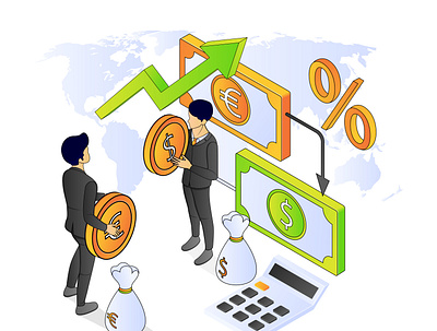 Banking and finance isometric style coin