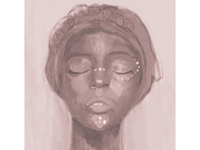 monochromatic african woman digital dots girl illustration painting