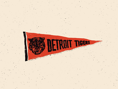 Detroit baseball detroit illustration pennant tiger tigers vintage