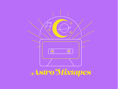 Astro Mixtapes Illustration astro astrology branding branding design illustration line art line art logo lineart logo music logo simple line art space space logo
