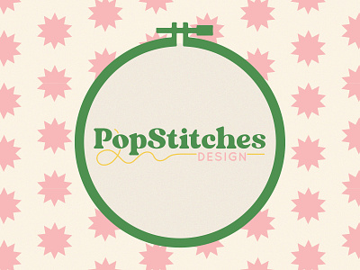 PopStitches Design Logo branding design embroidery embroidery hoop graphic design illustration logo logo art small business small business logo
