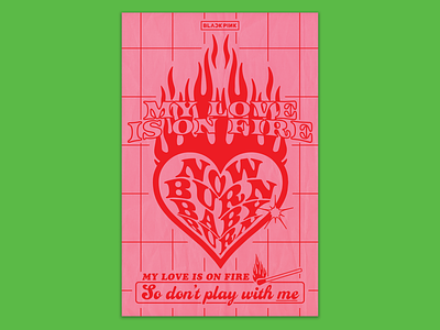 BLACKPINK "Playing With Fire" Typographic Poster Concept blackpink design graphic design illustration kpop kpop design music merch poster poster art poster concept poster design poster illustration retro typographic poster typography vector illustration