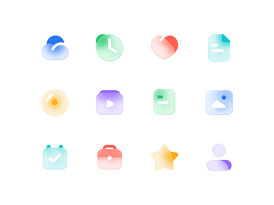 Multicolor Grosted Glass Icons