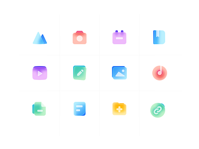 Multicolor Grosted Glass Icons 2