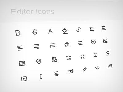 Editor icons bold editor font link table