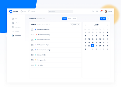 Schedule dashboard day mode calendar clean dashboard flat schedule webdesign