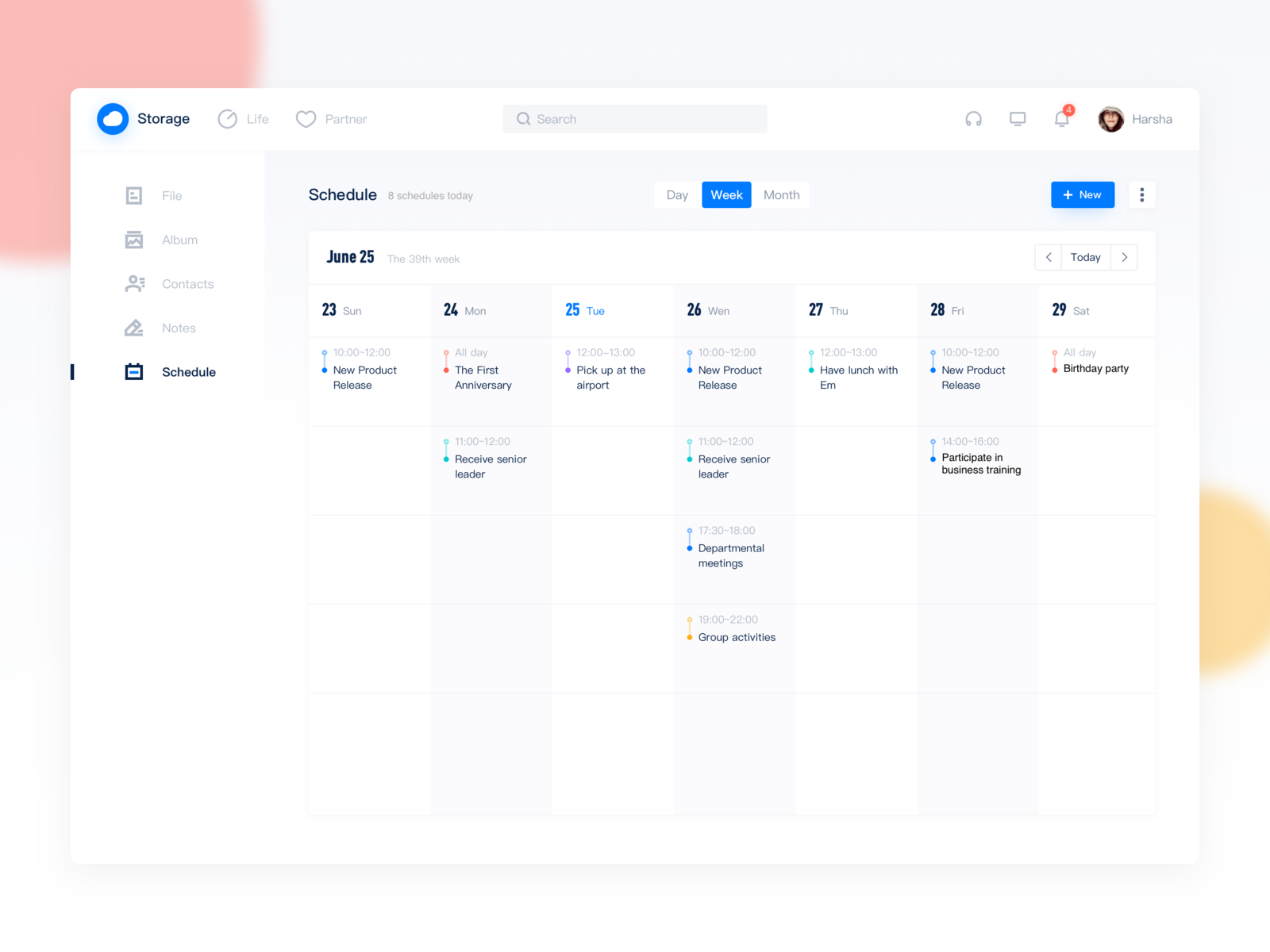 Schedule dashboard week mode by 9394r on Dribbble