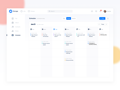 Schedule dashboard week mode