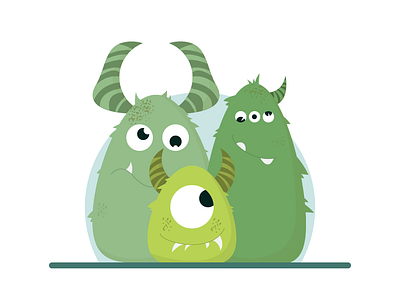 Monsters family characters design family illustration monsters vector