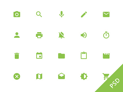 Android L System Icons android android l free freebie green icon icons music psd set ui white