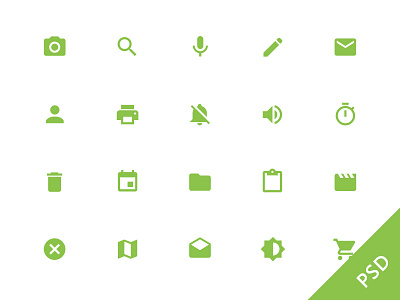Android L System Icons android android l free freebie green icon icons music psd set ui white