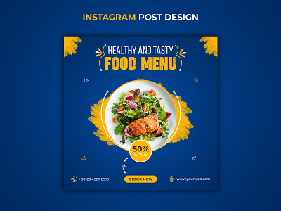 Healthy food menu and restaurant instagram story template