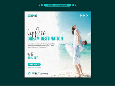 Travel and tourism social media post or square flyer template