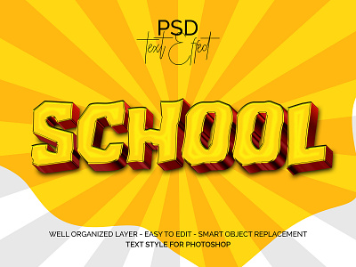 School 3d editable text effects style with background